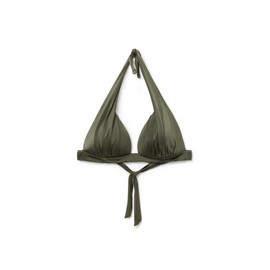 CALZEDONIA Woman's Graduated Padding Triangle Swimsuit Top Shiny Satin in Green, Size S