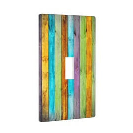 Colorful Rustic Wood Single Toggle Light Switch Cover Wall Plate 1 Gang Decorative for Home Living Room Kitchen Bathroom Bedroom
