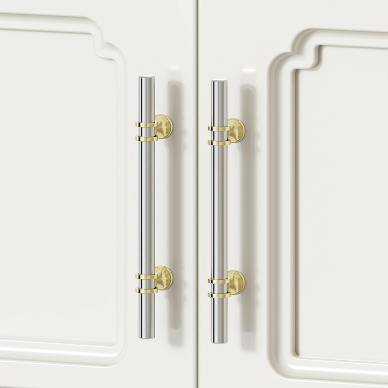 Rergy 5 Pack 3 Inch Brushed Nickel and Gold Cabinet