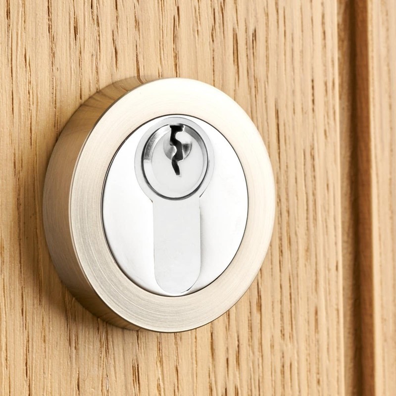 Euro Lock Keyhole Escutcheon Covers Set Dual Tone Polished and