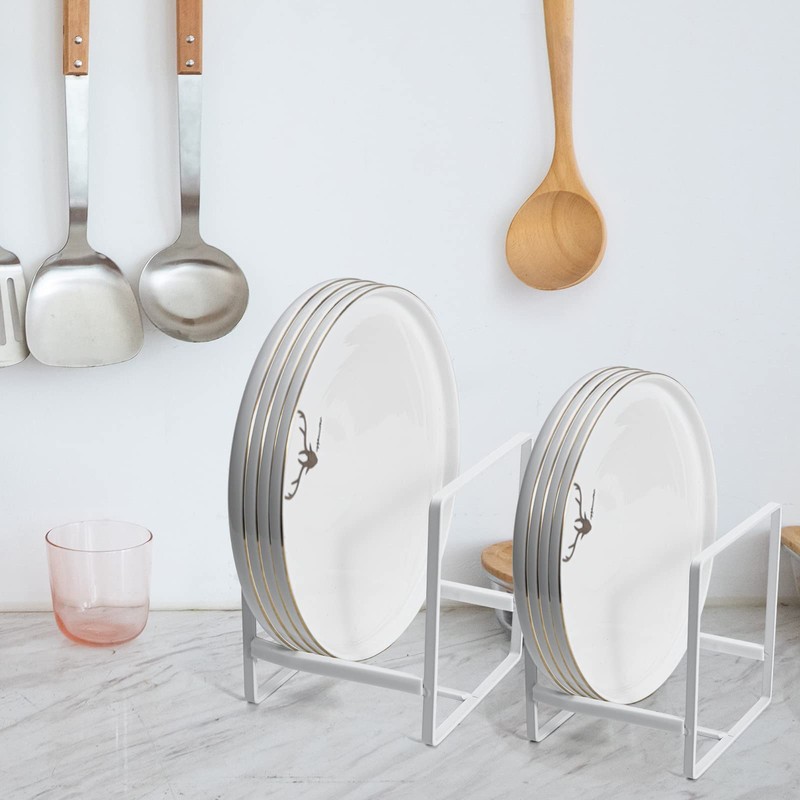 Plate Holders Organizer for Kitchen Cabinet Counter Cupboard, 4Pcs Metal