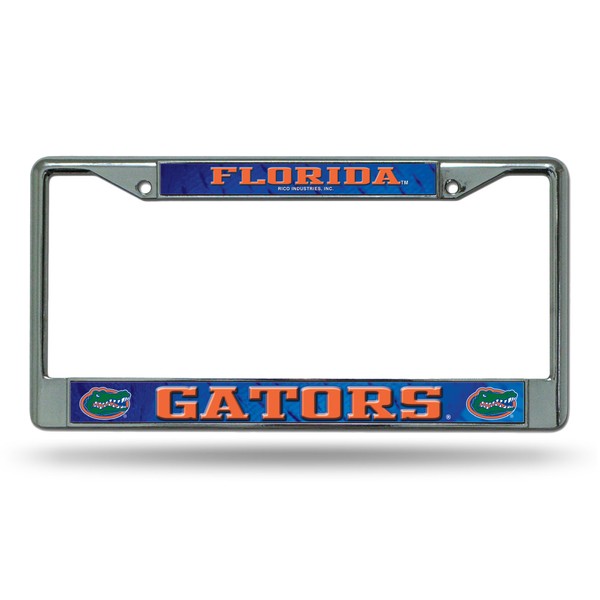 NCAA Rico Industries Standard Chrome License Plate Frame, Florida Gators , 6 x 12.25-inches