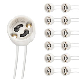 DiCUNO GU10 Base Socket, 600℃ Heat Resistant Maximum 250V 300W, Ceramic Lamp Holder and Silicon Wire Connector 12 Packages