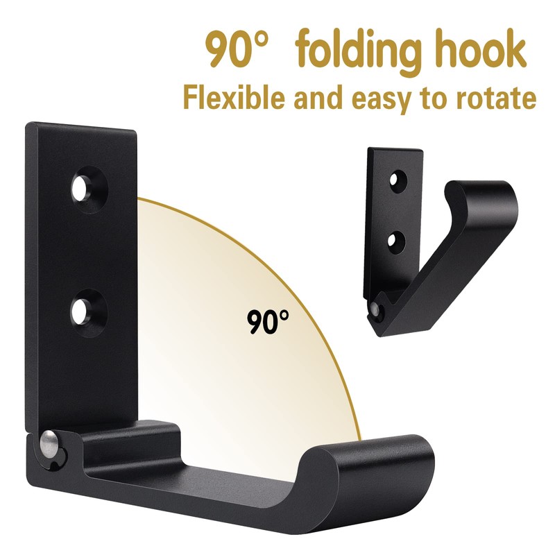 Leryati Pack of 2 Folding Hooks, Foldable Wall Hooks, 90°