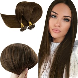 RUNATURE Bonding Extensions Real Hair Brown 55 cm Invisible Hair Extensions Real Hair Bondings 1 g 50 Strands Straight Extensions Real Hair Bondings Keratin Hair Extensions #4