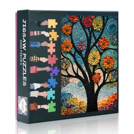 Tree Impossible Jigsaw Puzzles for Adults 1000 Pieces, Tree of Life Hard Difficult Puzzle Art Painting, Colorful Flower Challenging Puzzles for Adults as Home Decor (27.5"x19.7")