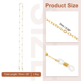 PATIKIL Eye Glasses Holders Around Neck, Gold Metal Bead Eyeglasses Strap Fashion Stylish Beaded Lanyard Glasses Chain for Women Sunglasses Old Lady Glass, 1 Pcs