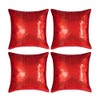 Red Square Sequin Decorative Throw Pillow Covers 16x16 Set of