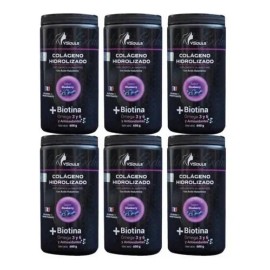 6 Botes Colágeno Mas Biotina Polvo 600grs Vsouls ® Sabor Blueberry