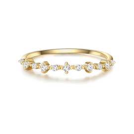 Glanzstücke München Women's Ring Made of 925 Sterling Silver Yellow Gold-Plated Zirconia White – Stacking Ring Memo Ring Silver Ring Yellow Gold, 56, Cubic Zirconia