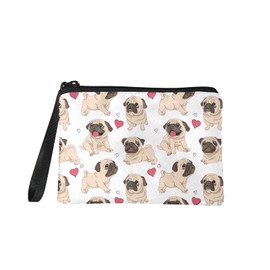 Kuiaobaty Pug Dog Print Coin Wallet for Girls,Cute Animals Small Purse Card Holder Women Travel Makeup Bag Toiletry Bag for Pug Obsession