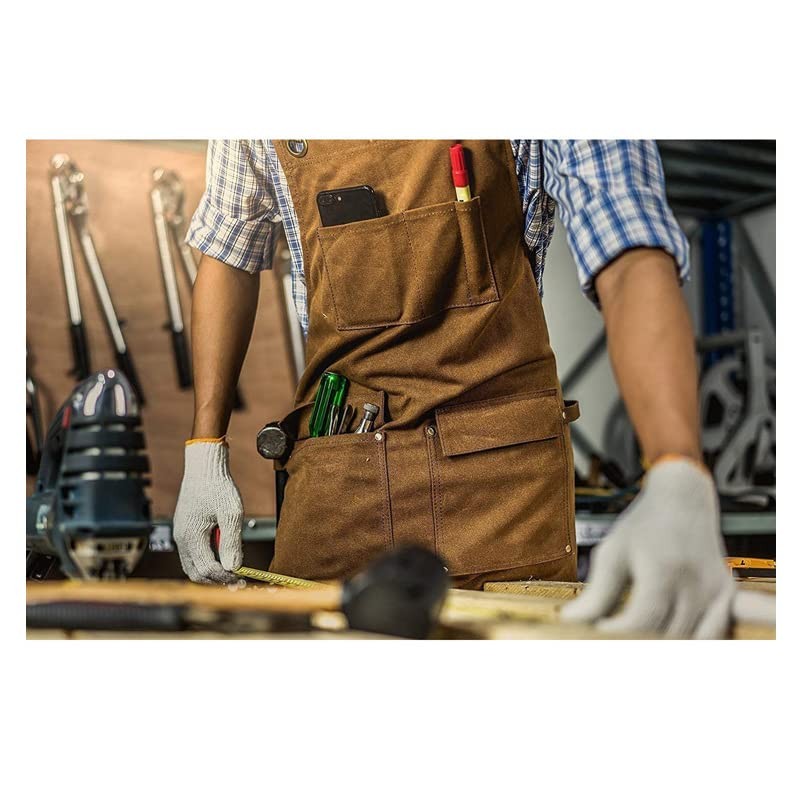 Moslyn Luxury Waxed Canvas Shop Apron Heavy Duty Work Apron