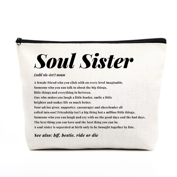 Soul Sister Gifts for Women Makeup Bag Friendship Gifts for Women Friends Inspirational Gifts for Best Friends Bestie BFF Sister Birthday Christmas A Female Friend Who You Click With On Imaginable