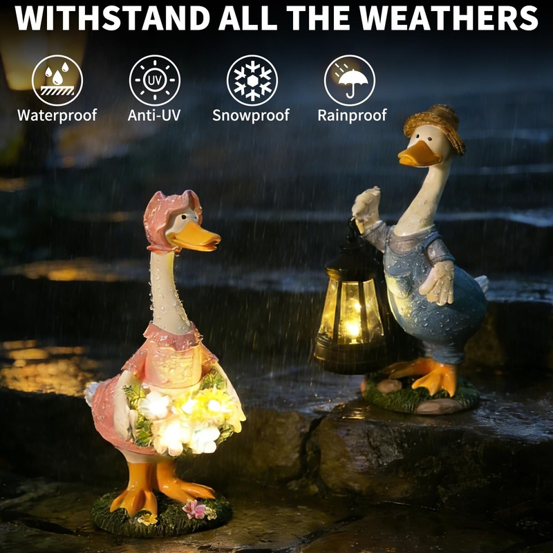 WATSAVPUP Goose Garden Statue Solar Light, Waterproof LED Decorative Lamp,