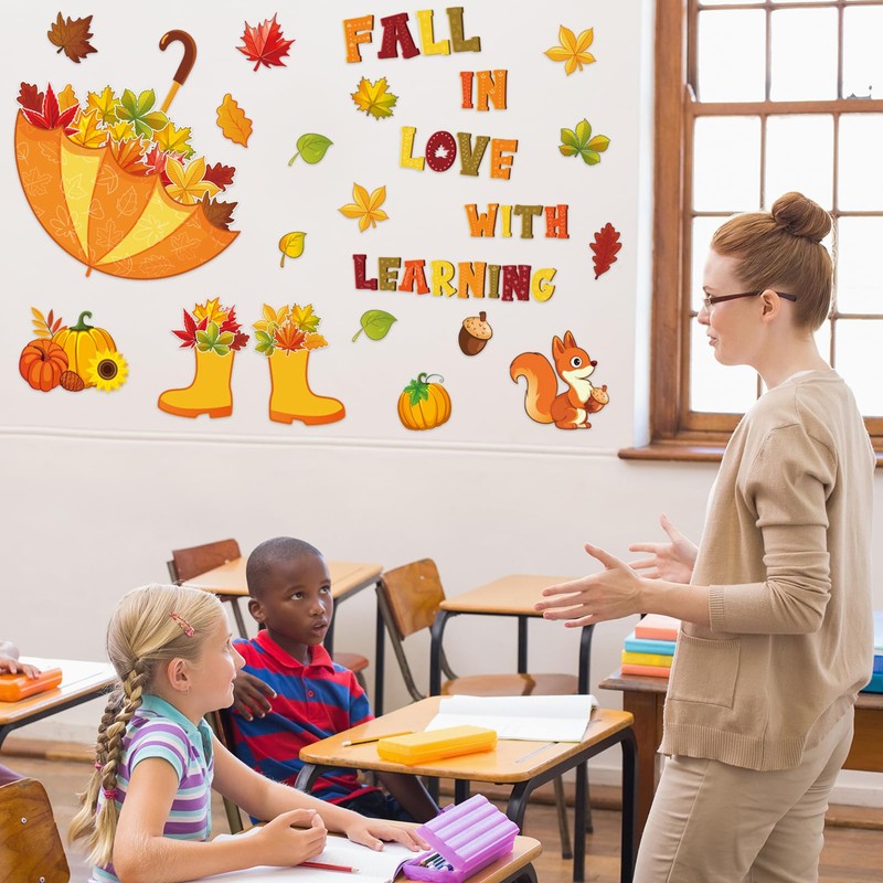 JarThenaAMCS 42Pcs Fall in Love with Learning Bulletin Board Kit