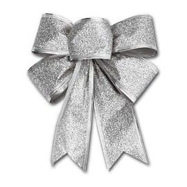 Huieago Christmas Bowknots Large Cute Christmas Tree Big Glittering Red Bows Christmas Tree Decoration Craft Supplies Xmas Tree Decoration Bow Ornaments (Silver-1 pc)