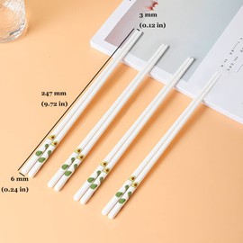 10 Pairs Ceramic Chopsticks With Avocado Pattern, 9.72 inch High-grade Bone Porcelain Chopsticks with Delicate Box, Chinese Stylish Easy to Clean, Reusable Dishwasher Safe Microwave Safe Chopsticks