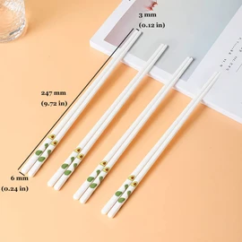 10 Pairs Ceramic Chopsticks With Avocado Pattern, 9.72 inch High-grade Bone Porcelain Chopsticks with Delicate Box, Chinese Stylish Easy to Clean, Reusable Dishwasher Safe Microwave Safe Chopsticks