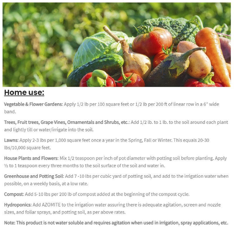 Azomite Organic Micronized Mineral Fertilizer Trace 0-0.2, 5 Lbs