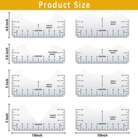 Onlvmyur 16 Pieces T-Shirt Ruler Plastics T-Shirt Alignment Ruler DIY T-Shirt Alignment Ruler Plotting Stencil Ruler T-Shirt Alignment Tools for Heat Press Sublimation Print Cra