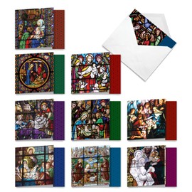The Best Card Company - 10 Merry Christmas Cards Bulk - Festive Holiday Patterns, Boxed Card Assortment (4 x 5.12 Inch) - A Star Is Born AMQ6127XSG-B1x10