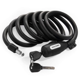 KOHLBURG Cable Lock 200 cm / 79” Long - Lock for Bicycle with Holder and Easy Locking-Mechanism - 2 Meter Spiral Lock with Keys as Bike Lock & Baby Carriage Lock