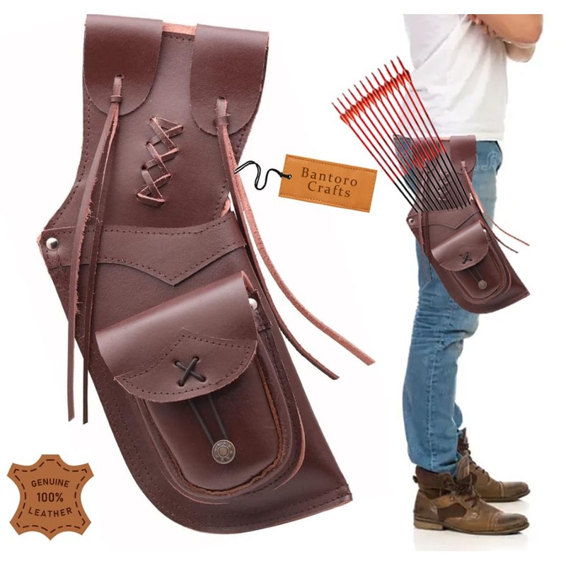 Bantoro Crafts Brown Leather Traditional Leather Right Side Waist Archery