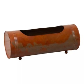 Irvin's Tinware Rustic Metal Candlebox Planter Tray with Feet – 14” Long, Aged Rust Finish