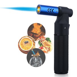HONEST Blow Torch Sleek Adjustable Butane Torch Cooking Torch Lighter Camping Home Use Welding Culinary Chef Coal Cocktail etc (Blue)