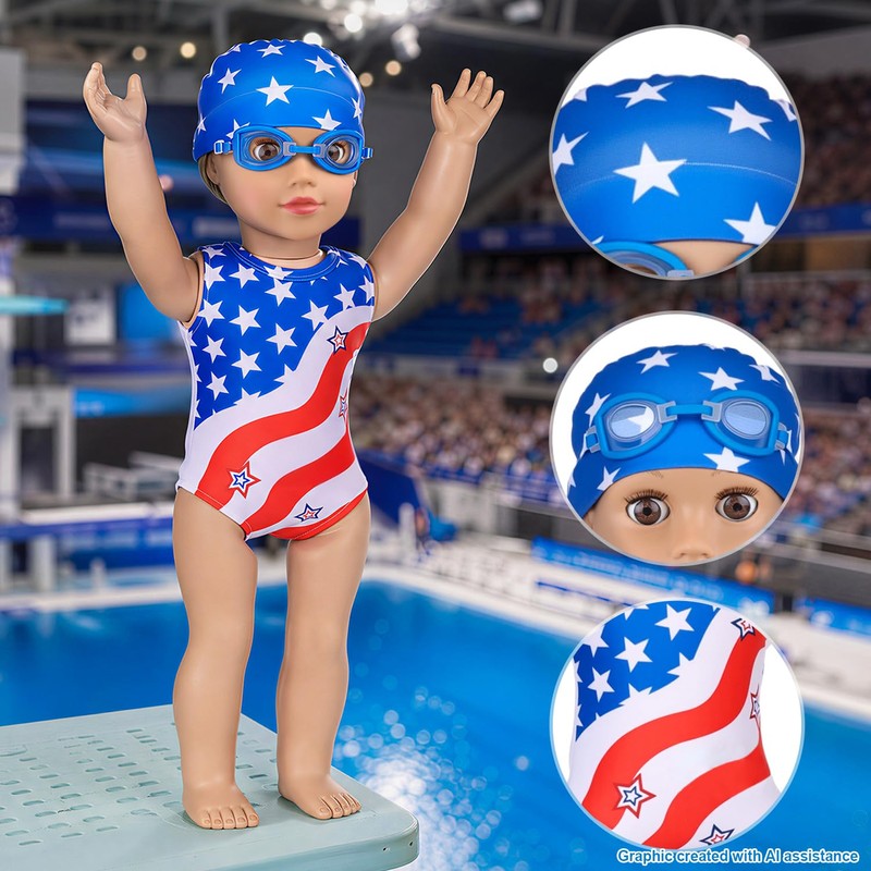 UNICORN ELEMENT 9 Pcs American 18" Doll Clothes Swimsuit Set