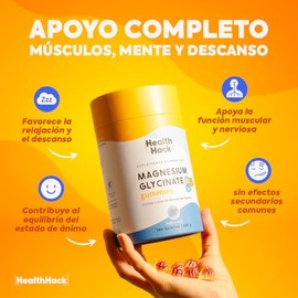 Glicinato de Magnesio Puro 180 Gomitas para Adultos Sin Azúcar Health Hack