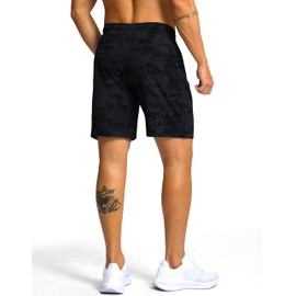 G Gradual Men's Hiking Shorts 7"/9" Lightweight Athletic Shorts for Men Quick Dry Stretch Casual Shorts with 3 Zipper Pockets(7inch,Black Camo,M)