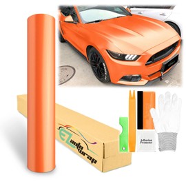 24"x60" (2FTx5FT) Orange Matte Metallic Satin Pearl Vinyl Wrap Sticker Sheet Film Car Auto Vehicle DIY Decal Bubble Free Air Release Self Adhesive Peel and Stick Free Tool Kit