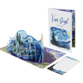 iGifts And Cards Starry Night Van Gogh 3D Pop-Up Card – 6"x8" Artistic Masterpiece Greeting with Notecard for Art Lovers, Birthdays, Teachers, and Inspiration