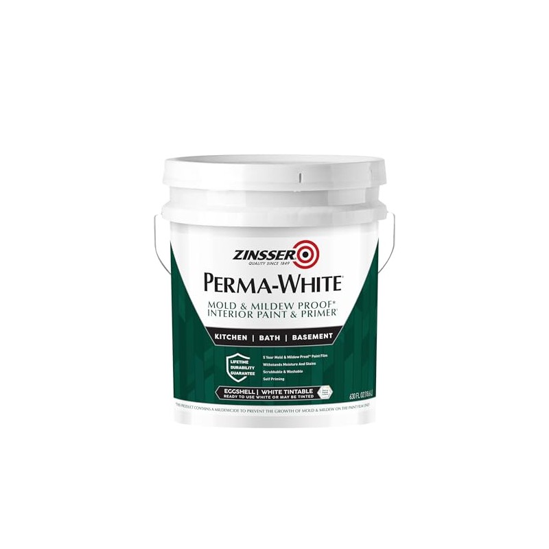 Zinsser 2770 PERMA-WHITE Mold & Mildew Proof Interior Paint, 5