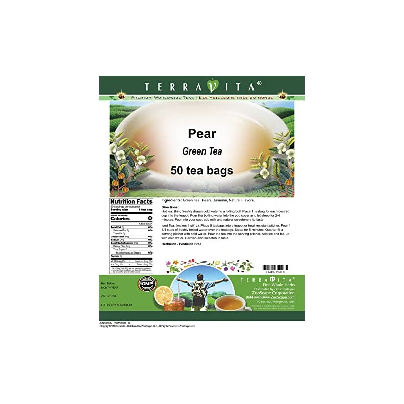 Pear Green Tea (50 tea bags, ZIN: 531539)