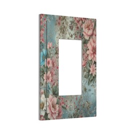 LOLREAI Decorative Outlet Covers Rustic Pink Rose Boho Blue Floral Flower 1 Gang Single Decora GFCI Device Light Switch Covers Plate 1 Rocker Wall Plate Jumbo Switch Plate Cover for Home Decor