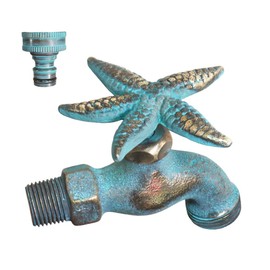 Decorative Solid Brass Starfish Garden Outdoor Faucet with a Brass Connecter 4" inches L - PS100