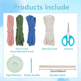 FREEBLOSS Makramee Wandbehang Set Spiralknoten Makramee Wandbehang Set DIY Mehrfarbige Makramee Wandkunst DIY Makramee Fransen Aufhängeset Makramee Set Mit Anleitung Für Anfänger Und Erwachsene