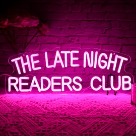 Late Night Reader Club Neon Sign,Reader Club Neon Light,Led Hanging Read Room Sign,Library Welcome Door Neon Sign,Pink Night Light,Gift For Book Enthusiast Reading Enthusiasts