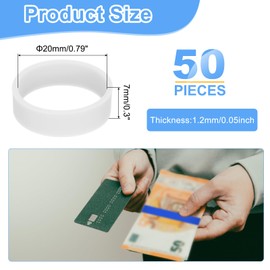 uxcell 50Pcs Silicone Rubber Bands,20mm/0.8" Rubber Bands Rings Cable Ties Strong Elastic Bands Non-Slip for Cord Wrapping Bag Wraps, White