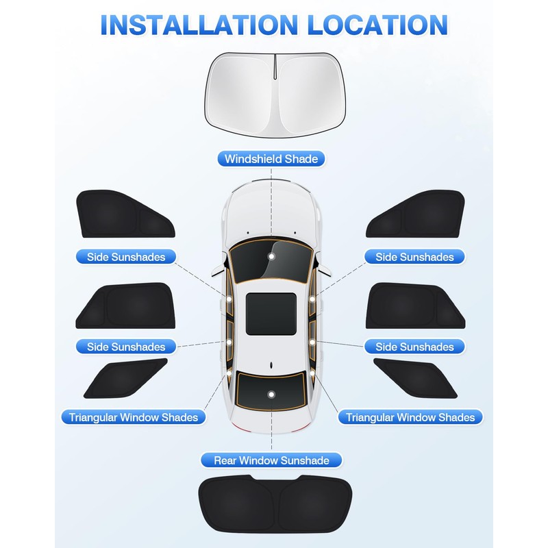 Canvcle Windshield Sun Shade for Ford Explorer 2020-2025 2026 Side