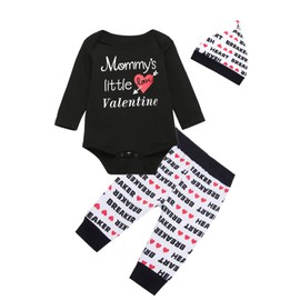 Yruiz 3PC Baby Boys' Mommys' Little Valentine Heart Breaker Outfit Long Pants with hat (6-12 Months)