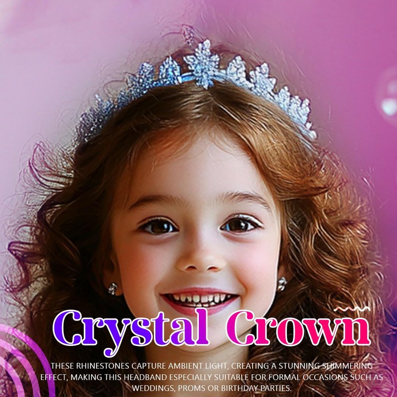 JEWEKY Light Up Rhinestone Tiara and Crown Silver Princess Birthday