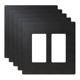 ELEGRP 2 Gang Screwless Decorative Wall Plates, Mid-Size Unbreakable Thermoplastic Faceplate Cover for Decorator Receptacle Outlet Switch, UL Listed (5 Pack, Matte Black)