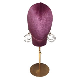 CHADWICK Mannequin Head Stand for Hat and Wig Display, Pinnable Wig Head Stand, Velvet Manikin Head Block with Retractable Metal Base, 21 Inch Wig Stand for Styling and Display, Height 18-23 Inches