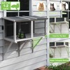 Gowoodhut 46.85" L Cat Window Box,Wooden Cat Window Enclosure for