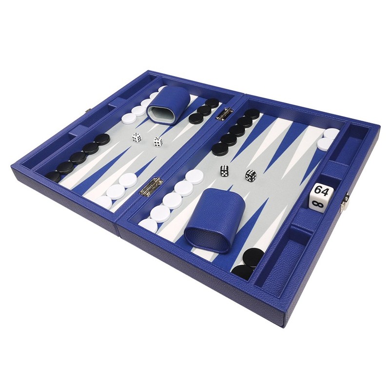13-inch Premium Backgammon Set - Travel Size - Indigo Blue