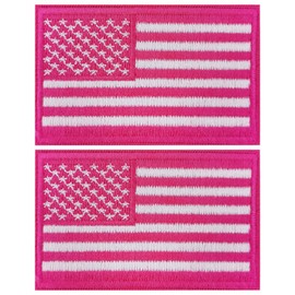 2 parches de bandera de Estados Unidos de alta calidad para uniformes militares: emblemas tácticos de moral con diseño de gancho y bucle, color rosa