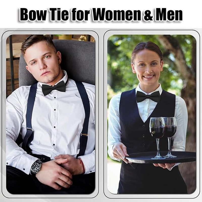 HUIQIHANG Men's Bow Tie, Adjustable bowtie, Classic Solid Color Pre-Tied